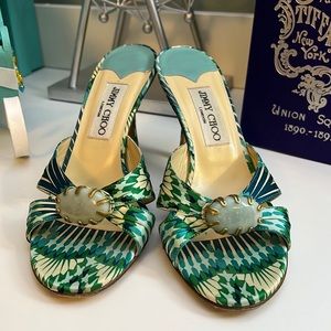 Preloved Jimmy Choo satin fabric slide heel